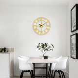 Ceas de perete, Metal Wall Clock 2, Metal, Dimensiune: 48 x 48 cm, Auriu, Tanelorn