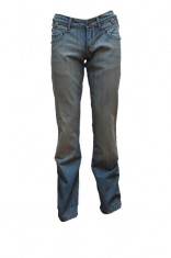 Pantalon barbatesc cu aplicatii metalice,model simplu,nuanta de albastru foto