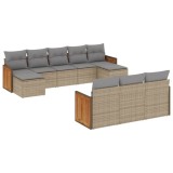 Cumpara ieftin Set canapele de gradina cu perne, 10 piese, bej, poliratan