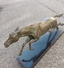 Superbă sculptura de dimensiuni mari,cal din bronz pe soclu din marmură neagră