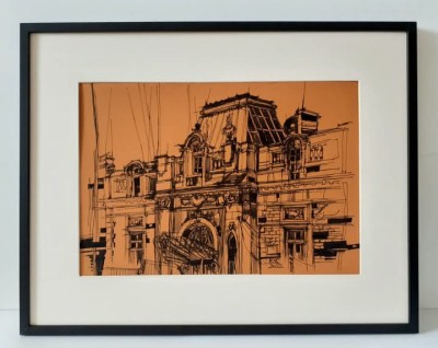 Tablou grafică tuș Casa pe strada Udriște foto
