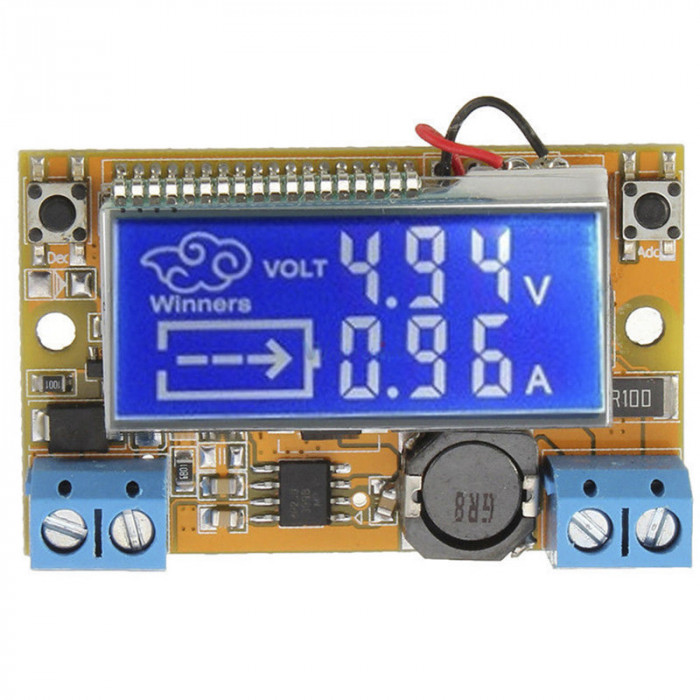 DC-DC converter step down, IN: 5-23V, OUT: 0-16,5V (3A max) display