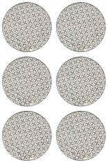 Set farfurii 6 piese din portelan pentru fructe, bej cu model negru, diametru 19.6 cm