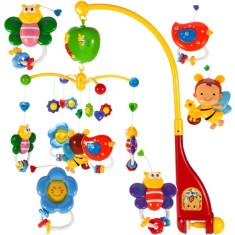 Carusel albine pentru carucior/patut, emite sunete, multicolor, plastic, multicolor foto