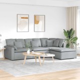 VidaXL Canapea modulară cu taburet și perne, textil, gri deschis