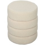HOMCOM Taburet, rotund, teddy-fleece, p&acirc;nă la 120kg, &Phi;40x45H cm, Bej | Aosom Romania