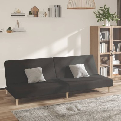 vidaXL Canapea extensibilă cu 2 locuri, negru, material textil foto