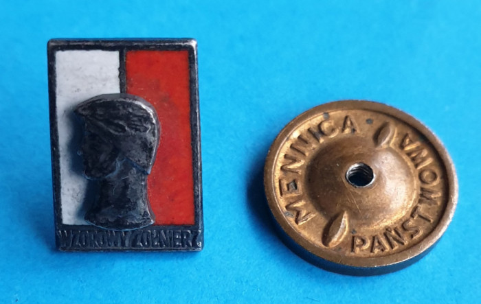 Insigna veche militara Polonia - Miniatura poloneza cu surub - medalie superba