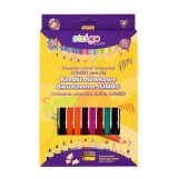 Creioane colorate duble Strigo Jumbo, 12 buc, 24 culori, cu ascutitoare