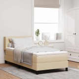 Cumpara ieftin Pat cu arcuri cu headboard Manual Crem 200 x 80 cm tesatura