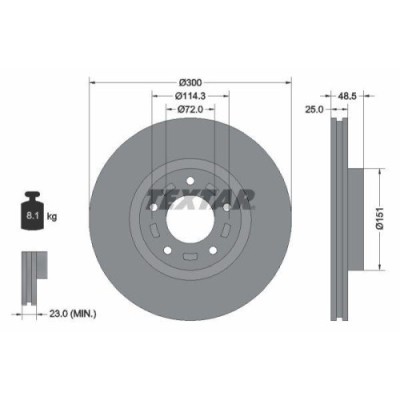 Set disc frana Mazda 3 (Bk) 10.03-12.09, 3 (Bl) 12.08-09.14, 5 (Cr19) 02.05-12.10, 5 (Cw) 06.10-, Fata, 300X25mm, ventilat, TEXTAR foto