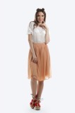 Fusta Dama Nude Voal Onibon Casual, Captusita, Talie Inalta, Fabricata in Romania