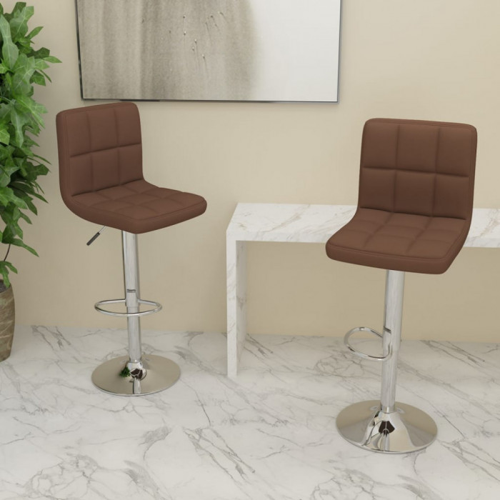 Gossi scaune de bar, 2 buc., maro, material textil