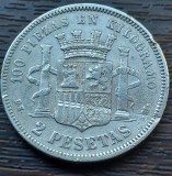 Moneda Argint Spania 2 Pesetas 1870 DEM Lovita A502 Argint 835