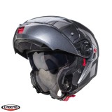 Cumpara ieftin Casca modulabila pentru scuter - motocicleta (flip-up) Caberg model Levo X N1 gri metalic lucios Pinlock ready &ndash; lentila Pinlock inclusa (fibra de sti