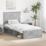 Cumpara ieftin Cadru de pat Simplu Gri Concret 100 x 200 cm Lemn de pin masiv