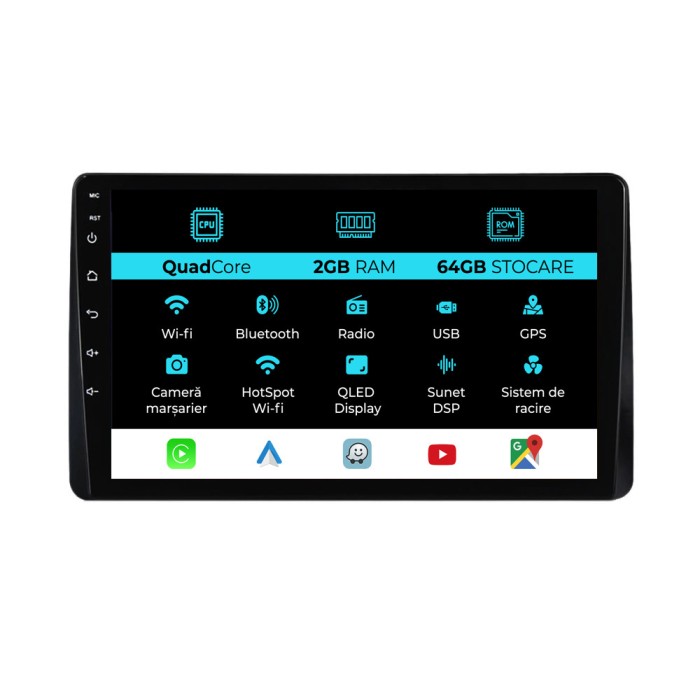 Navigatie Dedicata Renault Express (2021 - 2025), 9Inch, 2Gb Ram, 64Gb Stocare, Carplay