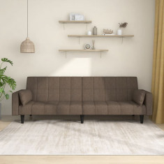 Canapea extensibila cu 2 locuri, 2 perne, gri taupe, textil GartenMobel Dekor