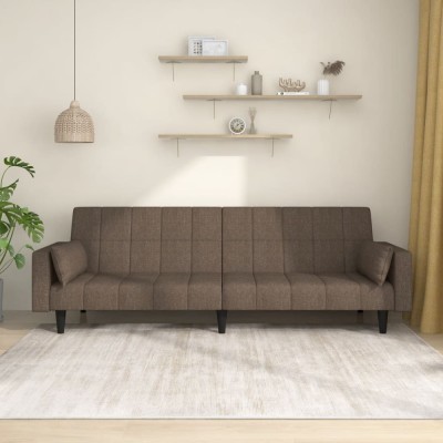 vidaXL Canapea extensibilă cu 2 locuri, 2 perne, gri taupe, textil foto