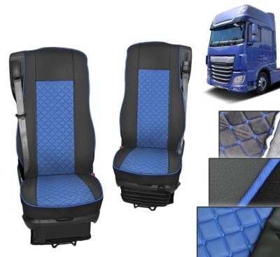 Set huse din piele ecologica pentru DAF XF 106 (2015-2021) Albastru Negru foto