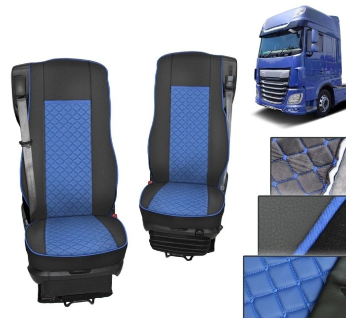 Set huse din piele ecologica pentru DAF XF 106 (2015-2021) Albastru Negru