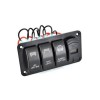 Panou 3 Butoane Rocket cu Voltmetru &amp; USB 12V/24V ALM: Intrerupatoare, Voltmetru Digital, Dual USB 4.8A, Carcasa Suport 12.6x6.7cm