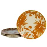 Set 4 farfurii desert, 20 cm, Hawaii, Crem deschis cu frunze portocalii