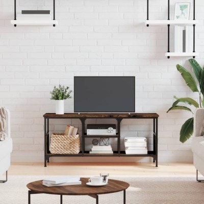 vidaXL Comodă TV, stejar afumat, 100x35x45 cm, lemn prelucrat &amp;amp; fier 831800 foto