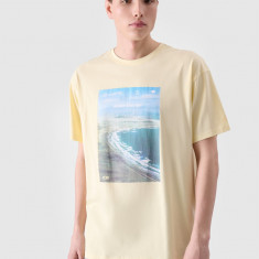 Tricou oversize cu imprimeu pentru bărbați - galben