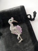 Brosa Barza Placata Aur 18K &amp; Swarovski, Saculet Organza Inclus - Martisor Bijuterii Vintage Aur Alb