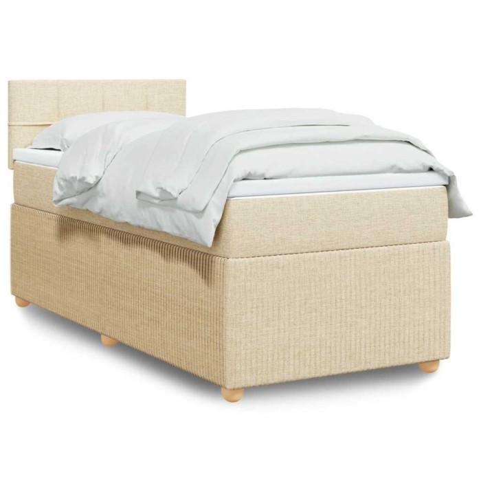 vidaXL Pat box spring cu saltea, crem, 80x200 cm, textil 3289588