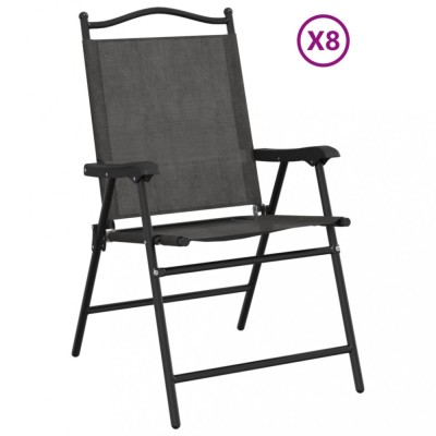 Scaune pliante de gradina, 8 buc., gri melange, otel/textilene foto