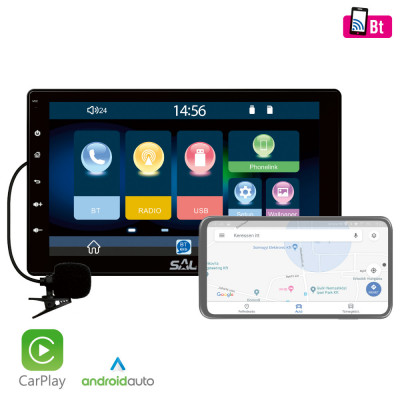 Radio auto 1xDIN, 9 , Android Auto, Carplay cu ecran tactil de 9,0 (23cm) foto