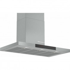 Hota decorativa Bosch Serie 6 DWB98JQ50, 843 mc/h, 3 trepte putere+intensiv, TouchControl, 90 cm, filtru metalic, inox