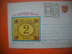 HOPCT PLIC 909 CENTENARUL MARCII POSTALE ROMANESTI -1981 -ZIUA MARCII -ROMANIA foto