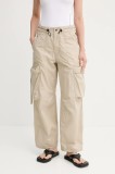 G-Star pantaloni din bumbac culoarea bej, drept, high waist, D26433-C973