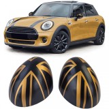 Capace oglinzi Union Jack negru auriu potrivite pentru Mini F54 F55 F56 F57 13-18 Performance AutoTuning
