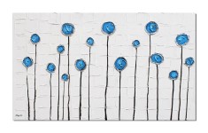 Tablou pictat manual, Flori in abstract, 100x60cm ulei pe panza in cutit efect 3D