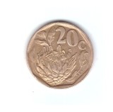 Moneda Africa de Sud 20 cents/centi 1993, stare buna, curata