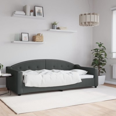 vidaXL Pat de zi, gri &amp;icirc;nchis, 90x200 cm, material textil 354184 foto