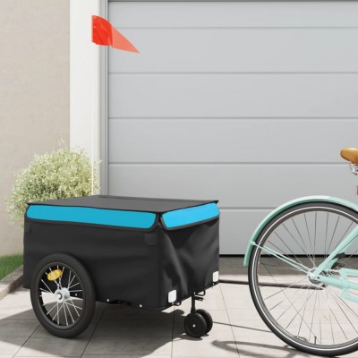 vidaXL Remorcă pentru biciclete, negru și albastru, 45 kg, fier foto