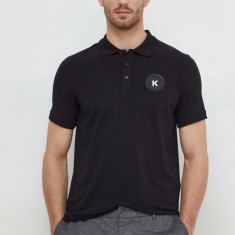 Karl Lagerfeld tricou polo barbati, culoarea negru, cu imprimeu