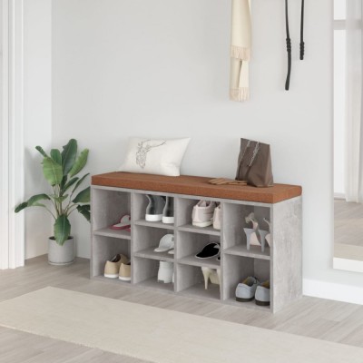 Gossi bancheta pantofar, gri beton, 103x30x48 cm, lemn compozit foto