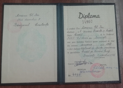M3 C18 - 1957 - Diploma absolvire - Institutul ISEP VI Lenin - contabil foto