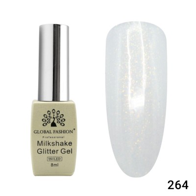 Oja semipermanenta, Milkshake Glitter, Global Fashion 8ml, 264 foto