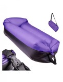 Saltea autogonflabila pentru camping plaja sau piscina tip sezlong 185 - 70cm culoare Negru-Violet