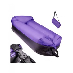 Saltea autogonflabila pentru camping plaja sau piscina tip sezlong 185 - 70cm culoare Negru-Violet