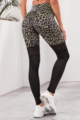 J769-9911 Colanti yoga cu model animal-print si perforatii cu efect de push-up