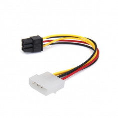 Cablu adaptor de alimentare PCI-E 6 pini tata la MOLEX 4 pini mama, 15cm foto