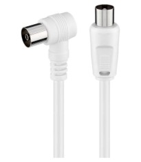 Cablu antena TV 75ohm Coaxial tata - Coaxial mama in unghi 1.5m 70dB dublu ecranat 5mm Goobay 11712 foto